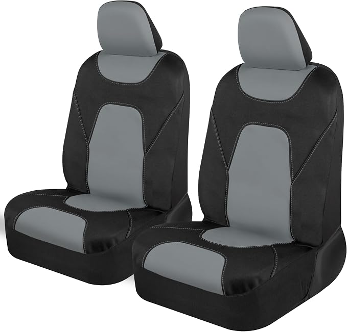 AquaShield Waterproof Front Seat Covers, Gray Seat Covers for Cars – Neoprene Front Car Seats Cover, SUV Seat Covers Protector - Car Interior Cover for Auto, Trucks, & Dog Owners