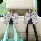 2PCS Car Seat Headrest Hooks, Cute Bow Vehicle Backseat Storage Hanger for Handbag Umbrella Coat, Automotive Seat Back Hook Holder Organizer Decor, Universal for Vehicles (Gray)