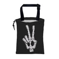 Car Garbage Bag Skeleton Hand Peace Sign Drawstring Car Trash Bag Hanging for Back Seat with Adjustable Buckle Canvas Vehicle Trash Can Easy-to-Install