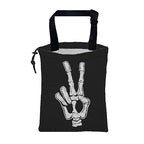 Car Garbage Bag Skeleton Hand Peace Sign Drawstring Car Trash Bag Hanging for Back Seat with Adjustable Buckle Canvas Vehicle Trash Can Easy-to-Install
