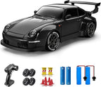 RC Drift Car, 1:24 Remote Control Car for Kids, 20KM/H 4WD High Speed RC Cars with Lights, Extra Racing Tires, Vehicle for Adults Boys Girls, Black