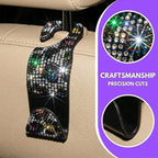 Bling Car Seat Headrest Hooks, 2PCS Leopard Print Backseat Storage Hanger Hooks for Women, Automotive Interior Rear Headrest Decoration Organizers, Universal for Vehicles (Multicolor)