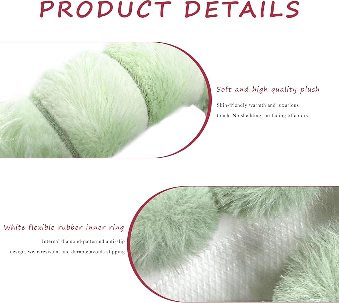 Sun Walker Fluffy Car Steering Wheel Cover, Soft Plush Anti-Slip Steering Wheel Protector for Warm Winter, Fuzzy Comfortable Wheel Cover Auto Interior Accessories for Women Girl (Green)