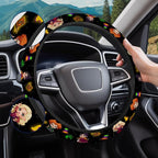 Black Witchy Halloween Steering Wheel Cover, Non-Slip Polyester Wheel Grip, Universal 15 Inch Car Accessory