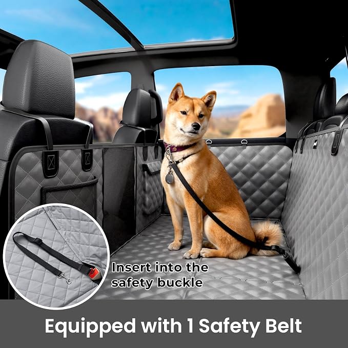 Back Seat Extender for Dogs 57 * 28.7 in, Upgraded Sofa Leather Dog Car Seat Cover for Back Seat, Foldable in the Car, Hard PVC Panels Bottom Support to 330 lbs, for Full Size Truck/SUV