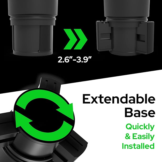 Triple Car Cup Holder Expander Attachable 2 Tray with Adjustable Base and Large Bottles