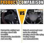 15 Inch Bling Soft Leather Car Steering Wheel Cover, Black Red | Colorful Rhinestones Design, Auto Elastic Protector for Women Girls, Crystal Diamond Car Accessories for Most Cars, SUVs