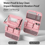 2 Pack Leather Car Backseat Organizer with Foldable Table Tray, Universal Car Seat Back Protector Kick Mat with Touchscreen Tablet Holder, Storage Pockets, Cup Holders & Tissue Holder, Pink