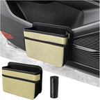Mandark Car Trash Can, Foldable Mini Vehicle Trash Bin Garbage Organizer Holder, Waterproof Automotive Interior Hanging Dustbin Storage Bag Container Accessories, Universal for Most Cars (Beige)