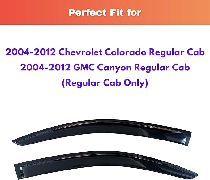 KPY Rain Guards Fit for 2004-2012 Chevrolet/Chevy Colorado Regular Cab, Out-Channel Window Visors Vent Wind Deflectors 2PC, Truck Accessories for 2004-2012 GMC Canyon Standard Cab (Single Cab Only)