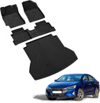 Floor Mats & Cargo Mat for Hyundai Elantra 2020 2019 2018 2017, All Weather TPE Car Mats Custom Fit Floor Liners for Elantra 2017-2020, 1st and 2nd Rows & Trunk Mat, Black