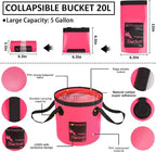22Pcs Car Wash Cleaning Tools Kit Car Detailing Set with Canvas Bag Pink Collapsible Bucket Wash Mitt Sponge Towels Tire Brush Window Scraper Duster Complete Interior Car Care Kit