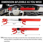 Steering Wheel Lock for car Universal Adjustable Length Anti-Theft Device Car Locks Double Hook Locks for Car SUV Pickup Truck Van(Red)