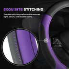 Car Steering Wheel Cover, Microfiber Leather Steering Wheel Covers with Anti-Slip Lining, Breathable Elastic Car Steering Wheel Protector, Universal Standard Size 14-15 inch