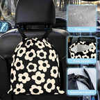 Black Flower Car Trash Bag - Waterproof Car Trash Bag Hanging Leakproof Car Garbage Bag - Washable Reusable Trash Bag for Car Interior Hanging Organizer Storage Vehicle Travelling Camping