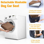 Waterproof Dog Car Seat for Small Medium Dogs, 6in Memory Foam Pet Booster Seat for Dogs up to 26 lbs with Pockets, Detachable Washable Pet Carseat with Y-Shape Safety Belt