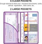 Car Registration and Insurance Card Holder, Vehicle Glove Box Car Organizer Women Car Accessories with Magnetic Shut for Cards, Essential Document, Driver License, Purple