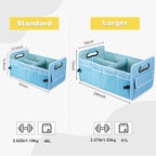 Car Trunk Organizers and Storage Collapsible Multi Compartment Container Box, Adjustable Car Accessories for SUV Sedan Truck, Large Size, Light Blue