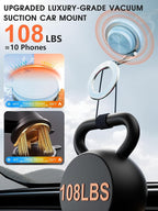 Ultra-Thin Vacuum Magnetic Car Phone Holder for MagSafe[108+LBS Strongest Suction & 3000gf Strongest Magnetic],360°Adjustable Suction Cup Phone Mount for Car,Gym,Mirror,Men Women-Blue