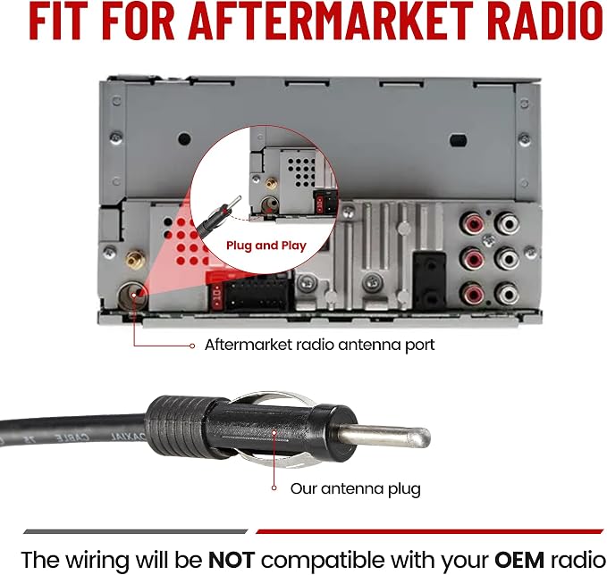 Car Fully Automatic Power Antenna Kit, Replacement for Pre-2000 Chevy Cadillac Mercedes-Benz BMW Honda Nissan Toyota Retractable FM AM Motor Aerial to Connect with Aftermarket Radio Stereo
