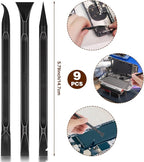 9 Pcs Car Crevice Cleaning Tool, 5.79 Inch Multi-purpose Detailing Equipment Crevice Tool for Cleaning Small Narrow Spaces and Gaps, Remove Stickers Labels (Black)