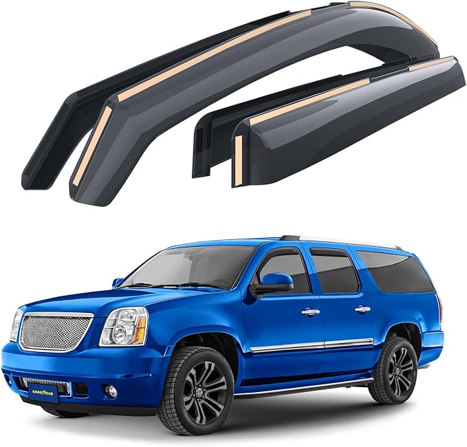Goodyear Shatterproof in-Channel Window Deflectors for GMC Yukon XL 2500 2007-2013, Rain Guards, Window Visors for Cars, Vent Deflector, Car Accessories, 4 pcs - GY007712