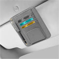 Car Sun Visor Organizer, Leather Auto Visor Card Holder with Sunglasses Clip, Multifunctional Sunvisor Storage Pouch Vehicle Interior Pocket for Driving License Pen Ticket (Gray)
