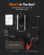 4000A Jump Starter with Air Compressor, 88.8Wh Car Battery Jumper Starter Portable(10L Gas/10L Diesel), 12V Booster Jump Box Pack with 160PSI Tire Inflator, 65W Fast Charger, Jumper Cables