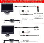 Backup Camera System with License Plate Backup Reverse Camera, Easy Installation, Plug & Play, DIY Guide Lines, 150° Wide Angle, Night Vision, IP69K Waterproof, Optional Dual Bracket K4302