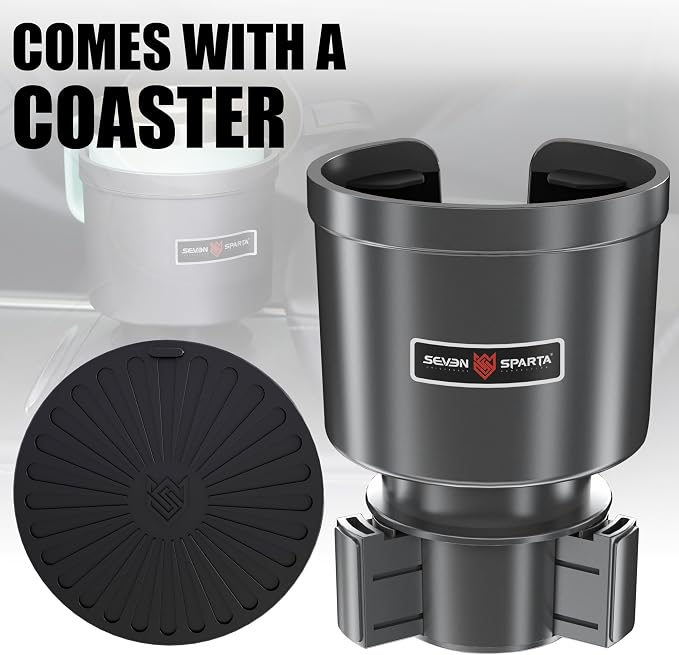Upgraded Car Cup Holder Expander Adapter with Offset Adjustable Base, Compatible with Yeti 14/24/36/46oz Ramblers, Hydro Flasks 32/40oz, Other Large Bottles Mugs in 3.5"-4.0", Silver 1 Pack
