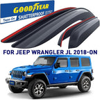 Goodyear Shatterproof Side Window Deflectors for Jeep Wrangler JL 2018-2026/Jeep Gladiator 2020-2026, Tape-on Rain Guards, Window Visors, Vent Deflector, Vent Visor, Car Accessories, 4 pcs - GY008942
