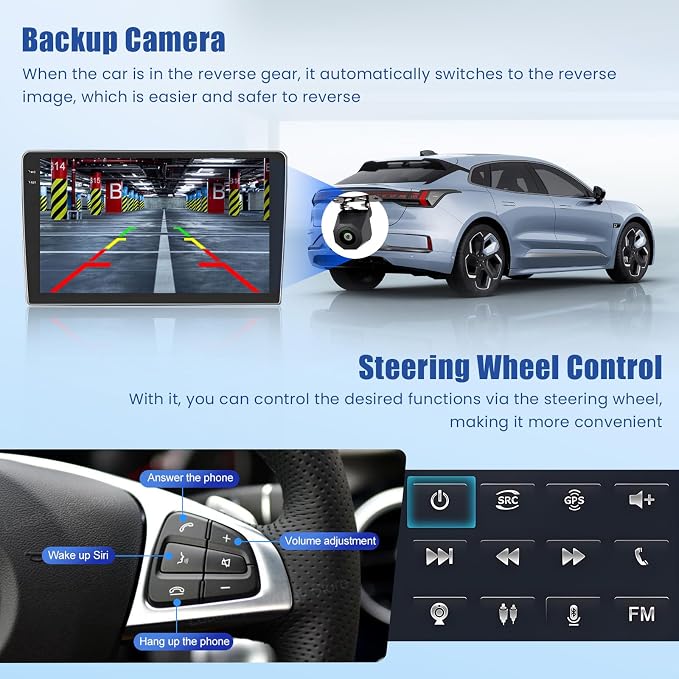 [4G+128G] Android 15 Car Radio for Toyota Corolla EX 2005-2012 Car Stereo with Wireless Carplay/Android Auto, 9 Inch HD Touchscreen with GPS WiFi Bluetooth FM/RDS EQ SWC Backup Camera MIC