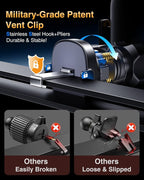 Phone Holders for Your Car Ultimate Military-Grade Car Phone Holder Mount【Patent & Safety Certs】Upgraded Shockproof Truck Air Vent Phone Mount for iPhone 17 Pro Max 16 Samsung Android,Silvery