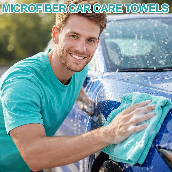 Cleaning Cloths for Cars 16 x 16 Inch Ultra Absorbent Towels Drying Microfiber Reusable Cleaning Supplies House Kitchen Window Microfiber Towel(Teal Blue,60 Pcs)