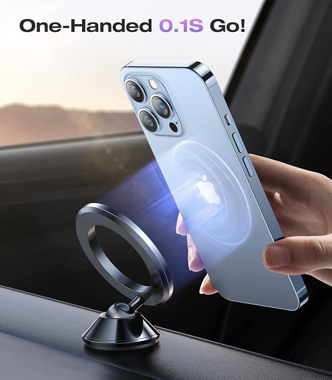 Fit for MagSafe Car Mount [Colorful Gradient] Magnetic Phone Holder for Car Dashboard [Lasting & Never Fall] All Metal Sturdy Phone Mount for Car Dash Fit iPhone 16 Pro Max 15 14 13 12 Samsung
