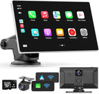9" Wireless Apple Carplay Screen for Car,with 4K Dash Cam | and 1080p Backup Camera,Apple Carplay & Android Auto with DVR,GPS Navigation Mirror Link,Bluetooth,FM, Siri