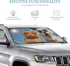 Windshield Sun Shade Dog Cat Funny Car Front Window Sunshade Cover for Truck SUV Blocks UV Rays Automotive Visor Interior Protector 51 x 27.5 inch