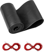 Leather Steering Wheel Cover Lace Up, Stitch on Steering Wheel Wrap, Universal Fit 13-20 Inch Car Truck Pickup Boat, A Whole Piece of Cowhide, DIY w/Needle Thread (Size M2, Black & Red)
