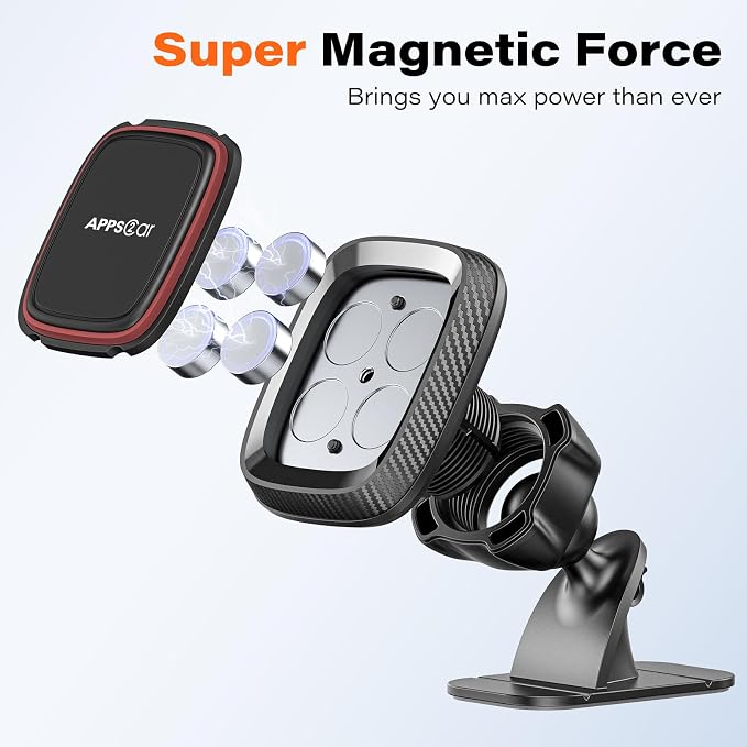 Magnetic Phone Holder for Car, Dashboard Magnetic Car Mount, 360° Rotation Magnet Phone Mount with Strong VHB Adhesive, for All Cell Phones