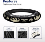 Black Fantasy Dragon Steering Wheel Cover, Polyester Car Wheel Grip, Universal 15 Inch for Cars SUVs Trucks