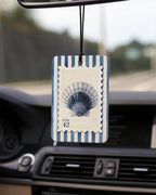 Navy Blue Beach Car Air Freshener 4 Pcs Coconut Scented, Coastal Seashell Seastar Oyster Car Accessories Mirror Decor for Women, Nautical Hanging Air Freshener for Cars Closet Drawer Books