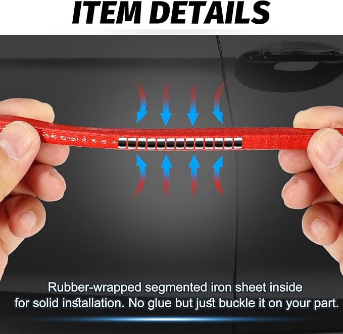 19.7Ft(6M) Red Car Door Edge Guards, U-Shape Rubber Seal Molding Trim Protectors Strip,Easy to Cut No Need Adhesive Fit for Most Vehicles