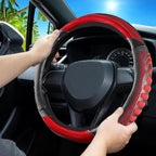 5D Honeycomb Black Red Car Steering Wheel Cover,14.5-15 Inch Universal Carbon Fibre Leather Covers Breathable Anti-Slip Odorless Steering Wheels Accessories for Men Women