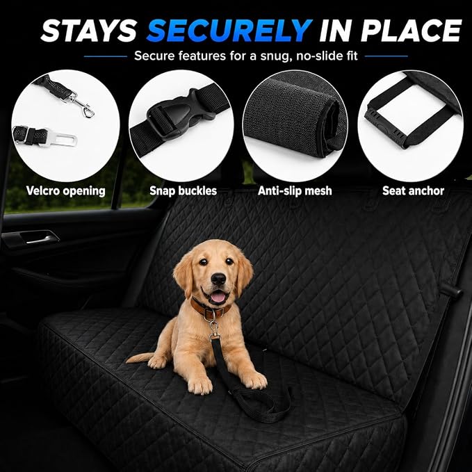fidozen Waterproof Dog Car Seat Cover for Back Seat: Suitable for Small and Large Dogs, Hammock and Pet Protector, Backseat seat Cover (Full Bench, Extra Large(64" W))