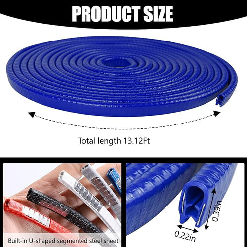 13.1Ft (4M) Car Door Edge Guards, Rubber U Shape Automotive Door Entry Guard Protector Strip, No Glue Required, Universal Vehicle Doors Edge Trim, Exterior Car Accessories (Blue, 13.1FT)