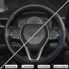 Microfiber Leather Car Steering Wheel Cover for Honda Accord Civic CR-V HR-V Pilot Fit Passport Odyssey,Sport Style,14.5-15 inch (Black+Blue Line-Standrad Size)