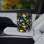 Car Garbage Bag Colorful Dinosaurs Mini Car Trash Bin Portable Collapsible Waterproof Rubbish Bag for Car Accessories Back Front Seat Cup Holder