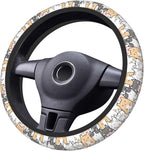 Cute Cat Steering Wheel Cover for Women, Universal Auto Steering Wheel 14-15 Inch Car Interior Accessories with 2PCS Car Coasters, Suitable for Men and Women