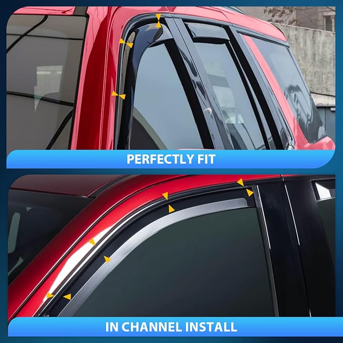in Channel Rain Guards for Chevy Suburban 2021-2026 Side Window Deflectors Window Visors for Fresh Air in Rain, Highway Wind Noise Reduction, Car Wash Safe, 4PCS