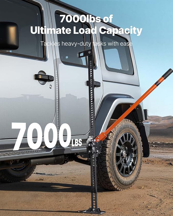 Farm Jack 48 inch Utility High Lift, 7000 lbs Capacity Ratcheting Off Road Jeep Jack, Heavy for Tractor, Truck, SUV, Bumper Lift, Orange